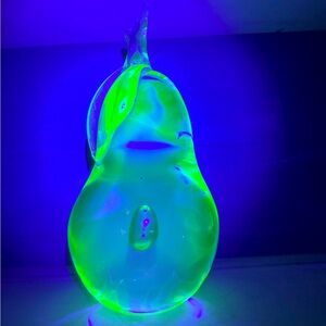 SOLD Sommerso Barbini 10” Gold Fleck Pear Glow Art Glass MCM